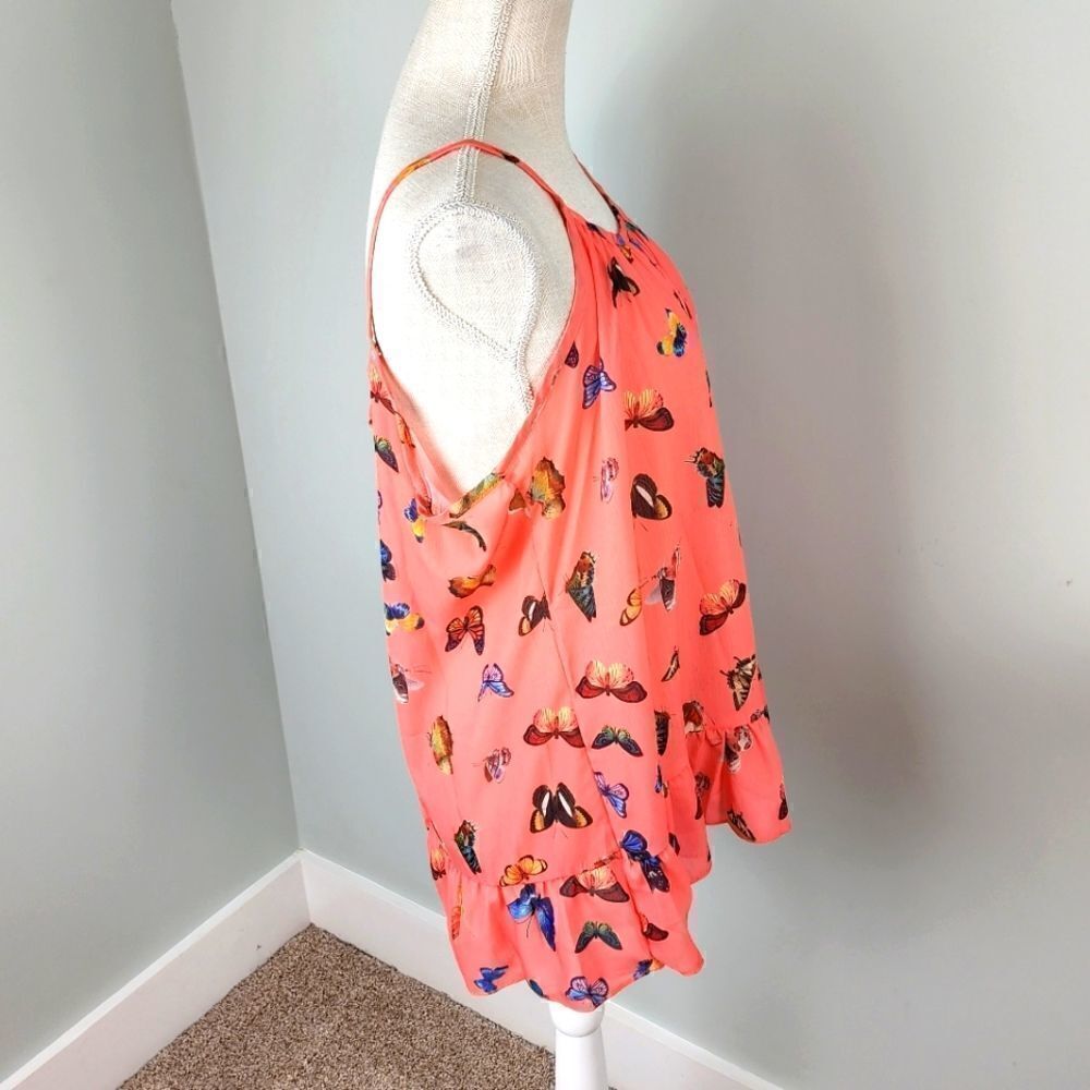GOING OUT BOHO STYLE BUTTERFLY SLEEVELESS TOP SIZE XL CORAL COLOR - Picture 4 of 7